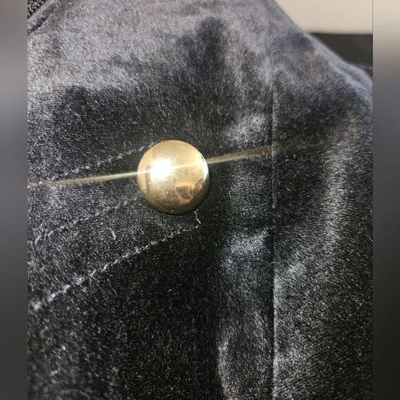 Mossimo Black Velvet Military Gothic Steampunk Gold Button Jacket Size L - Picture 6 of 8